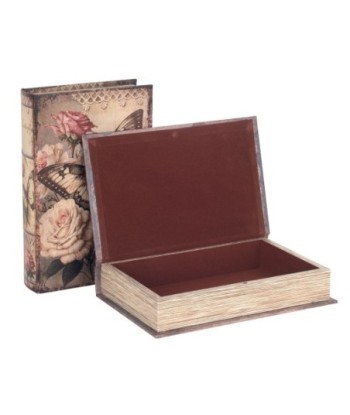 ORIGEN Home Decor Cajas Libro Set 2 Unidades Cajas Libro | Cajas de libro Marrón Rectangular - 26x17x5cm