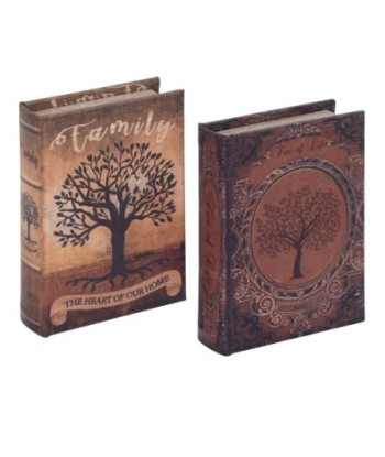 ORIGEN Home Decor Cajas Libro Set 2 Unidades Cajas Libro | Cajas de libro Marrón Rectangular - 14x10x3cm