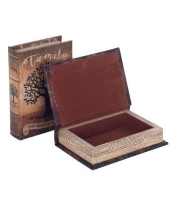 ORIGEN Home Decor Cajas Libro Set 2 Unidades Cajas Libro | Cajas de libro Marrón Rectangular - 14x10x3cm