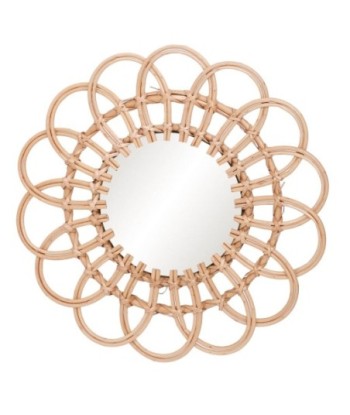 Espejo Decorativo Floral de 40 cm para Pared, Espejo Natural de Palma y Hierba Marina, Accesorio de Decoración