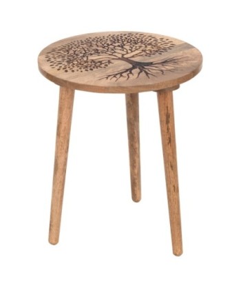 ORIGEN Home Decor Mesa arbol de vida Mueble Auxiliar | Mesa auxiliar Marrón - 48x40x40cm