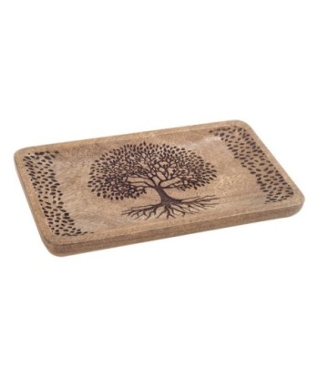 ORIGEN Home Decor Plato arbol de vida Bandejas | Plato Marrón Rectangular - 3x25x15cm
