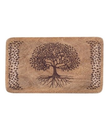 ORIGEN Home Decor Plato arbol de vida Bandejas | Plato Marrón Rectangular - 3x25x15cm