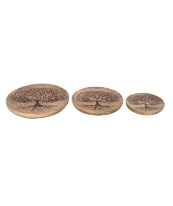 ORIGEN Home Decor Platos redondos 3 U Bandejas | Bandeja de Decoración Marrón - 3x25x25cm