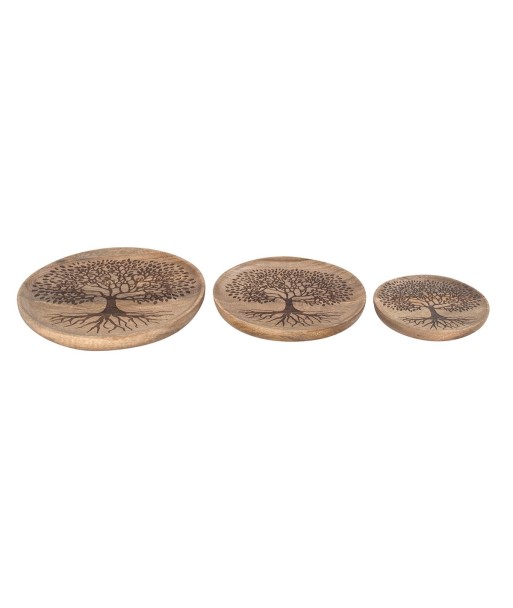 ORIGEN Home Decor Platos redondos 3 U Bandejas | Bandeja de Decoración Marrón - 3x25x25cm
