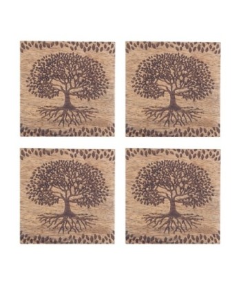 ORIGEN Home Decor Posavasos Árbol Bida4 U Posavasos | Marrón Rectangular - 1x10x10cm
