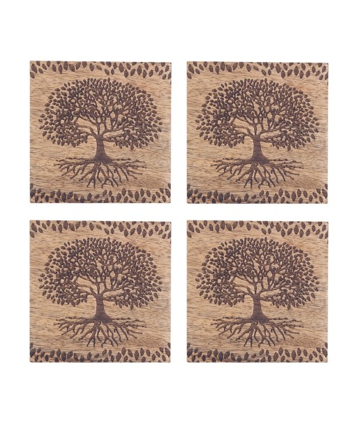 ORIGEN Home Decor Posavasos Árbol Bida4 U Posavasos | Marrón Rectangular - 1x10x10cm