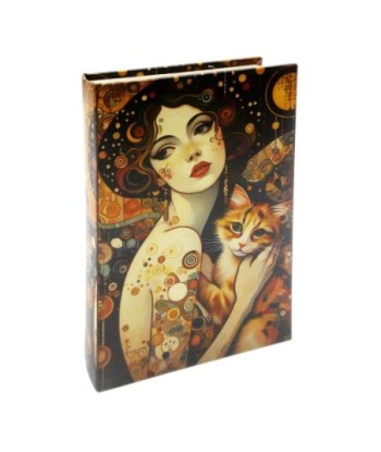 Caja Libro Decorativa Mujer y Gato, Caja de Almacenamiento para Libros y Accesorios, Regalo Original y Elegante