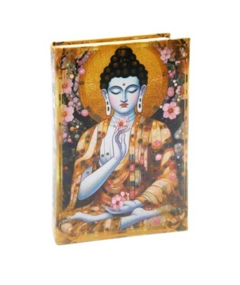 Caja Libro Buda Decorativa Oriental para Almacenamiento, Estilo Zen, Regalo Ideal, MDF Forrado, 26x5x17 cm