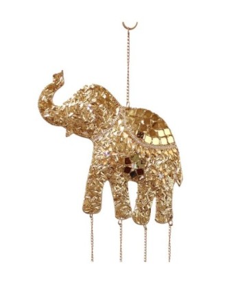 ORIGEN Home Decor Adorno Movil Elefante Colgantes Metal | Colgante de metal Marrón - 35x11x2cm
