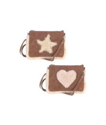 ORIGEN Home Decor Bandolera con Corazón Bolsos Y Sombreros | Bandolera Marrón - 18x25x2cm
