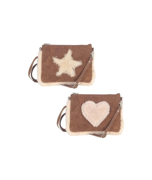 ORIGEN Home Decor Bandolera con Corazón Bolsos Y Sombreros | Bandolera Marrón - 18x25x2cm