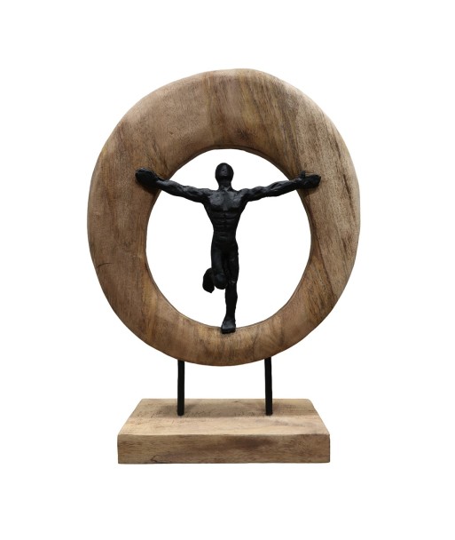 ORIGEN Home Decor Figura hombre negro circulo Varios | Figura de Persona Marrón - 46x32x9cm