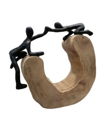 ORIGEN Home Decor Figuras negras sobre tronco Varios | Figura de Persona Marrón - 26x26x7cm