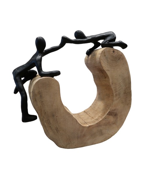 ORIGEN Home Decor Figuras negras sobre tronco Varios | Figura de Persona Marrón - 26x26x7cm