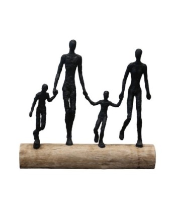 ORIGEN Home Decor Familia negra sobre tronco Varios | Figura de Persona Marrón - 42x44x10cm