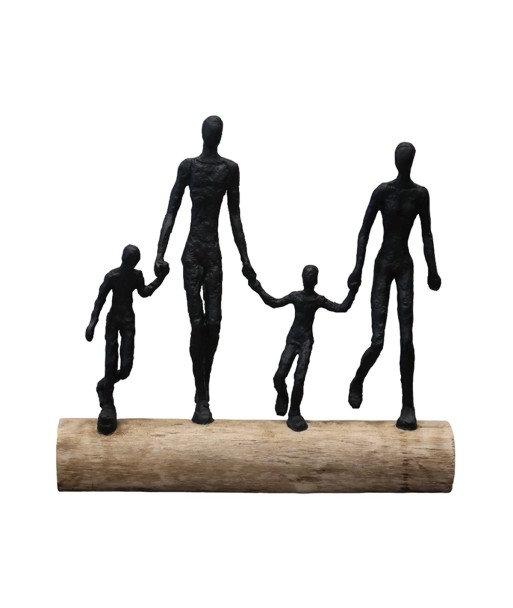 ORIGEN Home Decor Familia negra sobre tronco Varios | Figura de Persona Marrón - 42x44x10cm