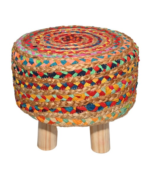 ORIGEN Home Decor Taburete yute Mueble Auxiliar | Taburete Multicolor Redondo - 31x35x35cm