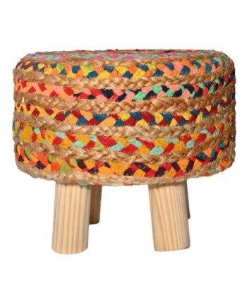ORIGEN Home Decor Taburete yute Mueble Auxiliar | Taburete Multicolor Redondo - 31x35x35cm