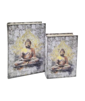 Caja Libro Buda Decorativa - Set de 2 Cajas de Almacenamiento Estilo Oriental para Regalos y Decoración del Hogar