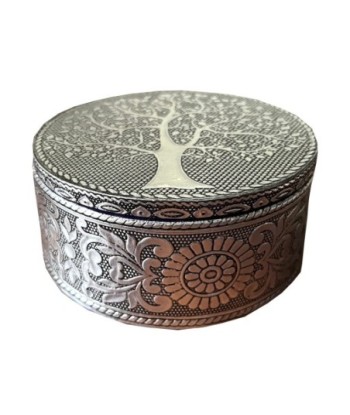 ORIGEN Home Decor Caja redonda arbol de vida Cajas Y Joyeros | Caja Blanco Redondo - 5x10x10cm