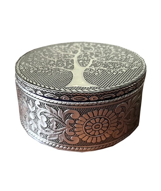 ORIGEN Home Decor Caja redonda arbol de vida Cajas Y Joyeros | Caja Blanco Redondo - 5x10x10cm