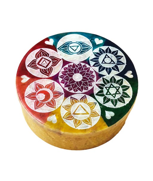 ORIGEN Home Decor Caja redonda multicolor Complementos Natura | Caja Multicolor Redondo - 4x11x11cm