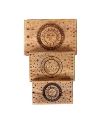 ORIGEN Home Decor cajas sol y luna 3 U Cajas Y Joyeros | Caja Marrón - 9x25x17cm
