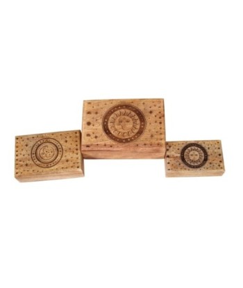 ORIGEN Home Decor cajas sol y luna 3 U Cajas Y Joyeros | Caja Marrón - 9x25x17cm