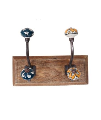 ORIGEN Home Decor Percha pomos dobles Percheros | Perchero Marrón - 19x26x10cm