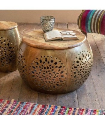 ORIGEN Home Decor Mesa grande Mueble Auxiliar | Mesa auxiliar Dorado - 41x62x62cm