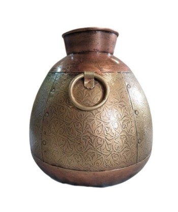 ORIGEN Home Decor Jarrón etnico Jarrones Y Portavelas | Jarrón Plateado - 41x38x38cm