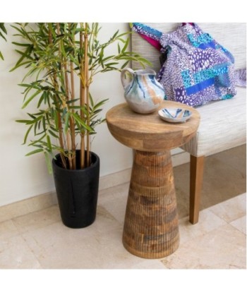 ORIGEN Home Decor Taburete madera de mango Mueble Auxiliar | Mesa auxiliar Marrón - 56x34x34cm