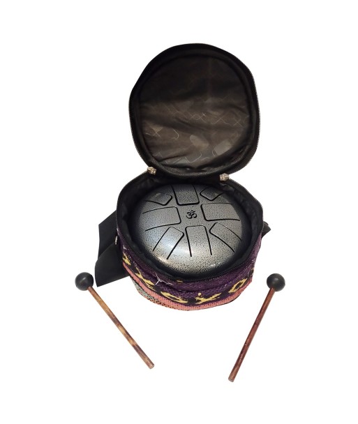 ORIGEN Home Decor Tambor metal Complementos Natura | Instrumento de música Negro - 8x17x17cm