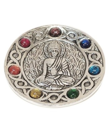 ORIGEN Home Decor Plato chakra buddha Complementos Natura | Plato Plateado Redondo - 1x11x11cm