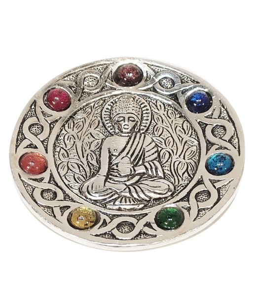 ORIGEN Home Decor Plato chakra buddha Complementos Natura | Plato Plateado Redondo - 1x11x11cm