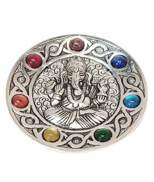 ORIGEN Home Decor Plato chakra ganesh Complementos Natura | Plato Plateado Redondo - 1x11x11cm