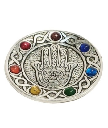 ORIGEN Home Decor Plato chakra mano fatima Complementos Natura | Plato Plateado Redondo - 1x11x11cm