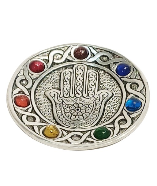 ORIGEN Home Decor Plato chakra mano fatima Complementos Natura | Plato Plateado Redondo - 1x11x11cm