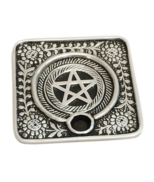 ORIGEN Home Decor Portavelas pentagrama Complementos Natura | Portavelas Plateado Rectangular - 1x9x9cm
