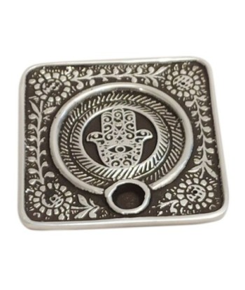 ORIGEN Home Decor Portavelas mano fatima Complementos Natura | Portavelas Plateado Rectangular - 1x9x9cm