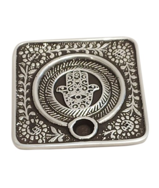 ORIGEN Home Decor Portavelas mano fatima Complementos Natura | Portavelas Plateado Rectangular - 1x9x9cm