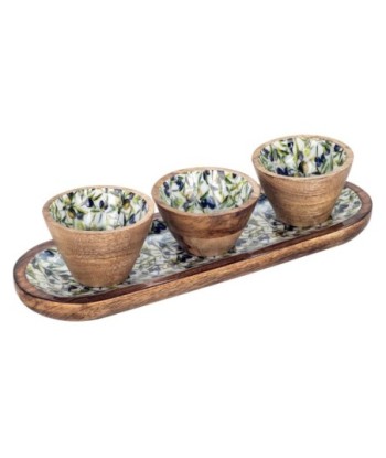 ORIGEN Home Decor Bandeja aceitunas con bowls Cajas Y Bandejas | Bandeja Marrón - 3x38x13cm