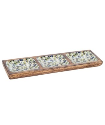 ORIGEN Home Decor Bandeja aceitunas con bowls Cajas Y Bandejas | Bandeja Marrón Rectangular - 3x36x10cm