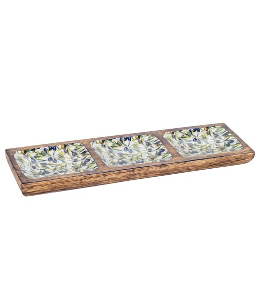 ORIGEN Home Decor Bandeja aceitunas con bowls Cajas Y Bandejas | Bandeja Marrón Rectangular - 3x36x10cm