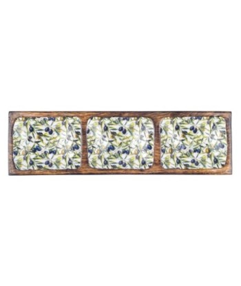 ORIGEN Home Decor Bandeja aceitunas con bowls Cajas Y Bandejas | Bandeja Marrón Rectangular - 3x36x10cm
