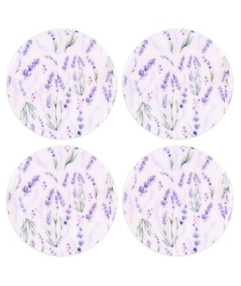 ORIGEN Home Decor posavasos lavanda 4 U Posavasos | Blanco Redondo - 1x10x10cm