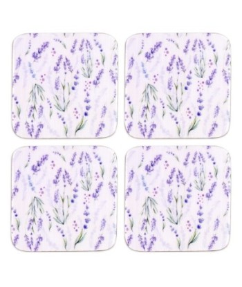 ORIGEN Home Decor posavasos lavanda 4 U Posavasos | Blanco Cuadrado - 1x10x10cm