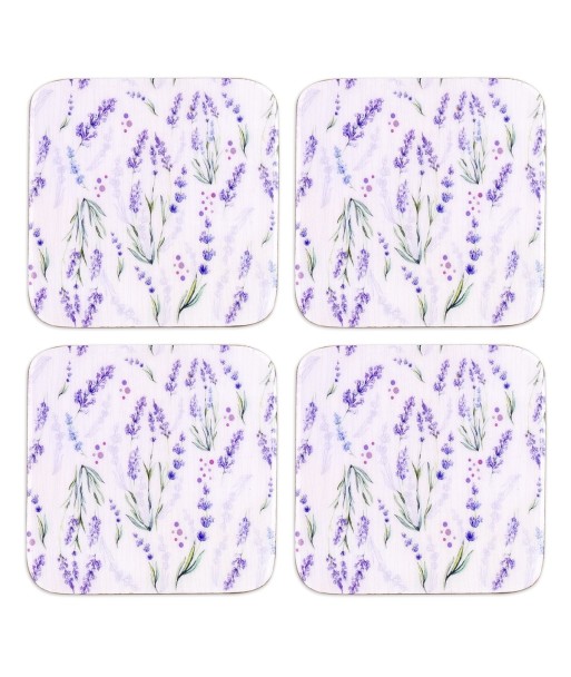 ORIGEN Home Decor posavasos lavanda 4 U Posavasos | Blanco Cuadrado - 1x10x10cm
