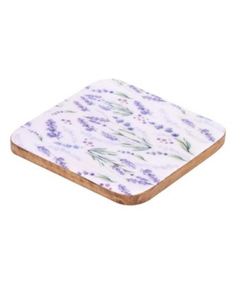 ORIGEN Home Decor posavasos lavanda 4 U Posavasos | Blanco Cuadrado - 1x10x10cm